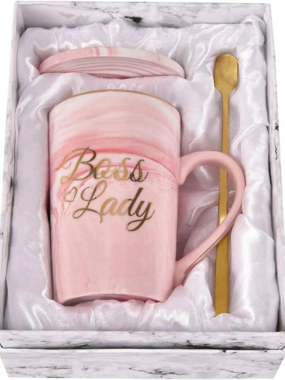 Elegant 14oz Boss Lady Coffee Mug - Perfect Gift for Women, Includes Spoon